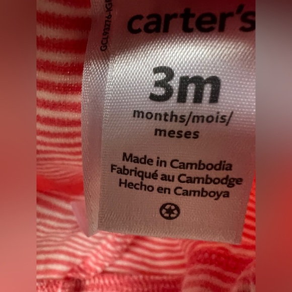 Carter’s 3M Red/Pink Stripe Leggings Pants - Picture 2 of 2